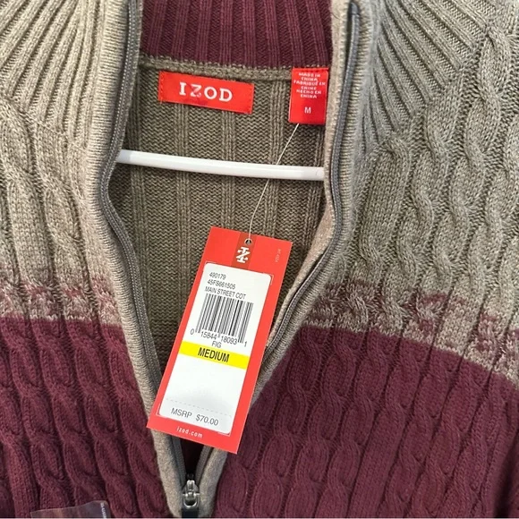 Izod 1/4 Zip Pullover Sweater Men’s Size M - Picture 4 of 5